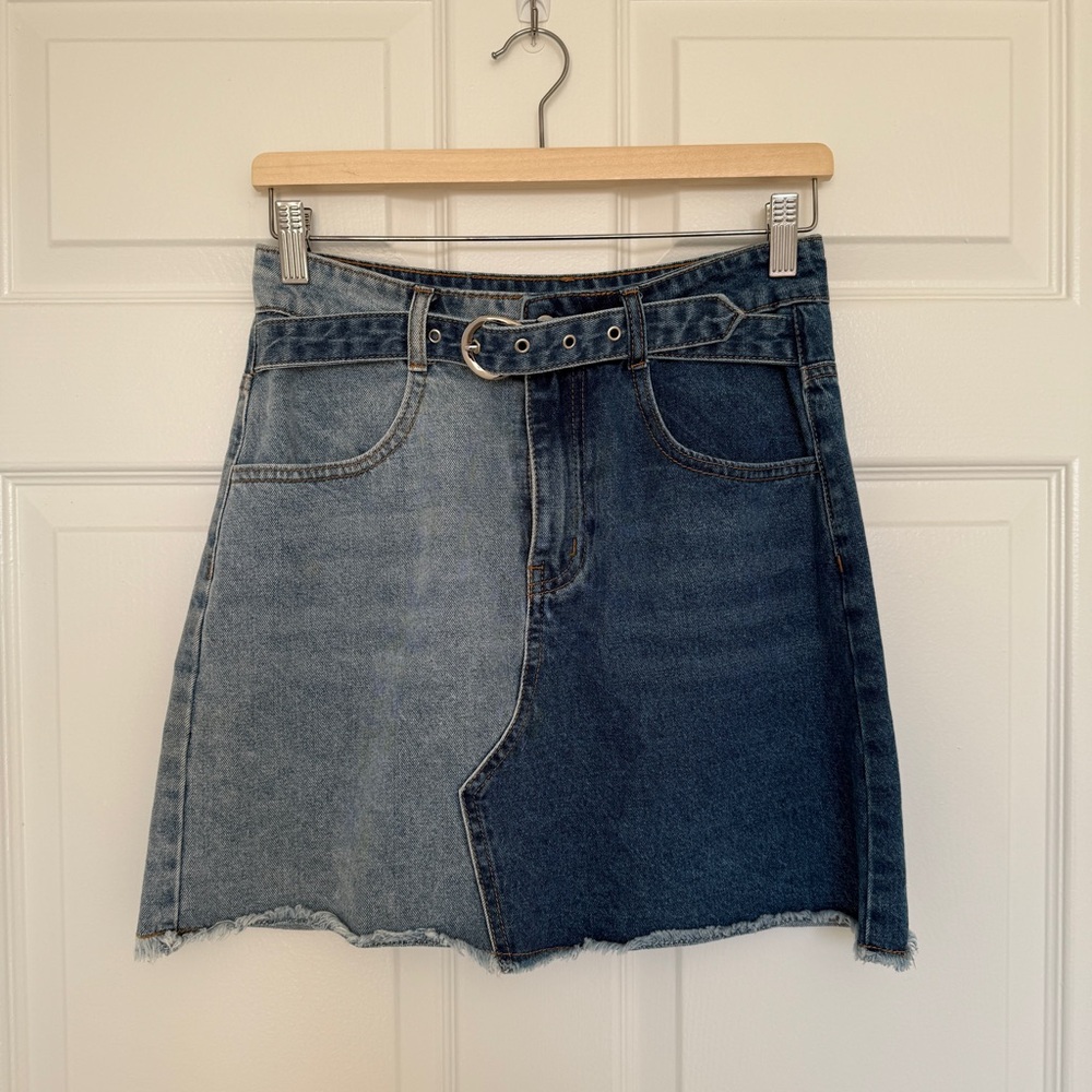Two-Tone Denim Skirt